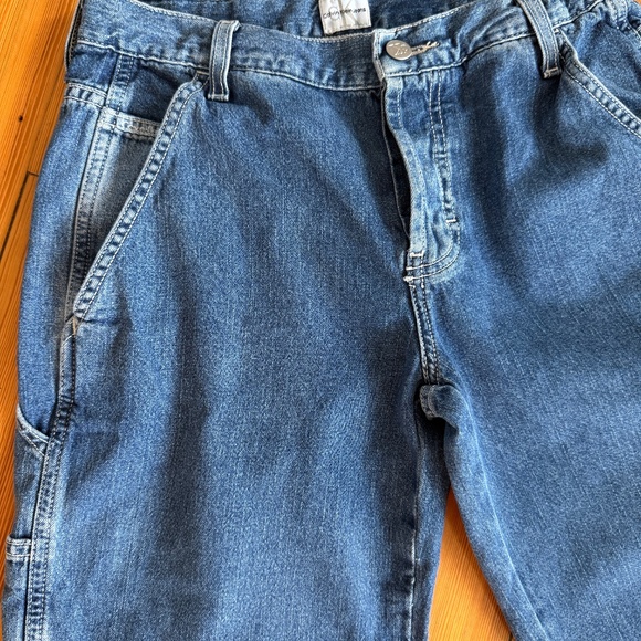 Vtg Y2K Calvin Klein Jeans Carpenter Painter Cargo Loose Denim 90s Indie Women 3 - Picture 1 of 12